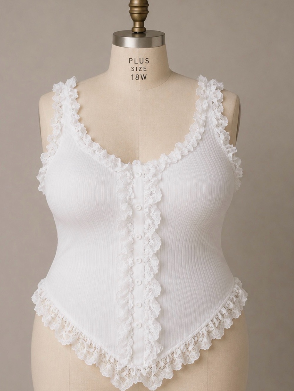Lace-Trimmed White Camisole